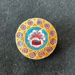 Micro mosaic handmade pin. Italian made